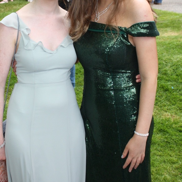 Long mermaid off shoulder sparkly prom dress - Picture 2 of 5